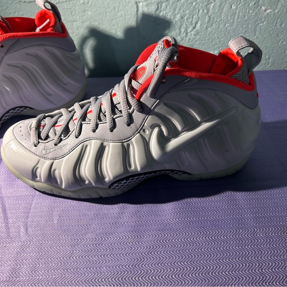 Nike Foamposite Sneakers in Gray and Red